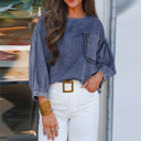  Love Kuza - Indigo Dream Ruffled Denim Top