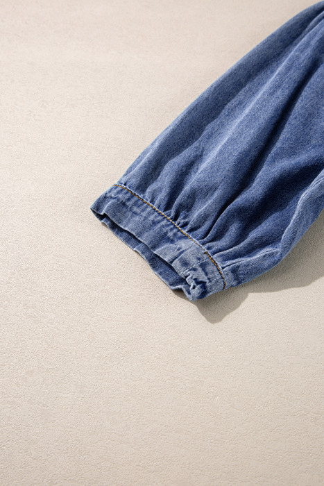 Love Kuza - Indigo Dream Ruffled Denim Top