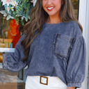  Love Kuza - Indigo Dream Ruffled Denim Top