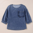  Love Kuza - Indigo Dream Ruffled Denim Top