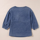  Love Kuza - Indigo Dream Ruffled Denim Top