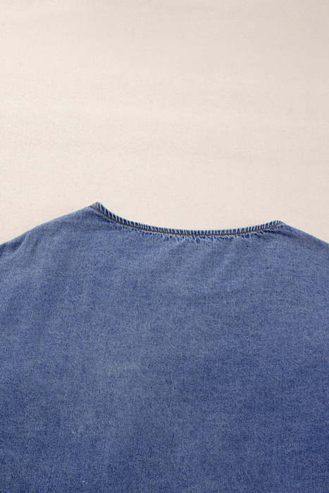 Love Kuza - Indigo Dream Ruffled Denim Top