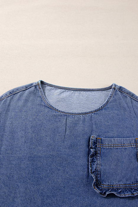 Love Kuza - Indigo Dream Ruffled Denim Top