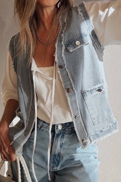 Love Kuza - Urban Edge Frayed Denim Vest