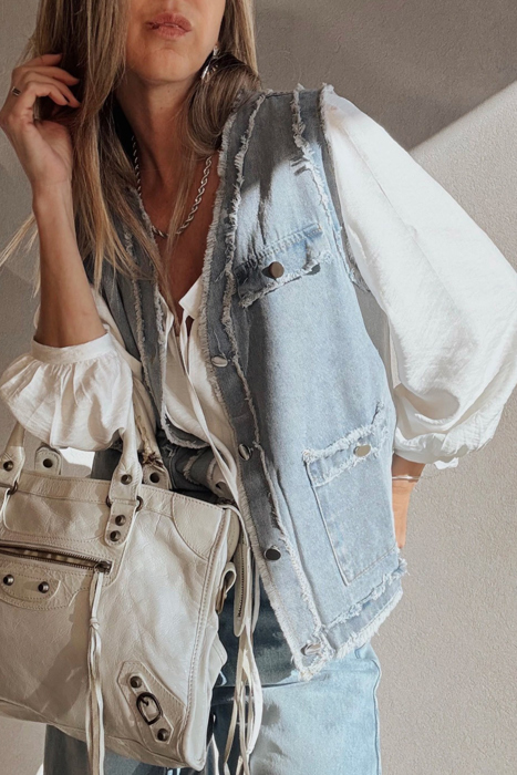 Love Kuza - Urban Edge Frayed Denim Vest