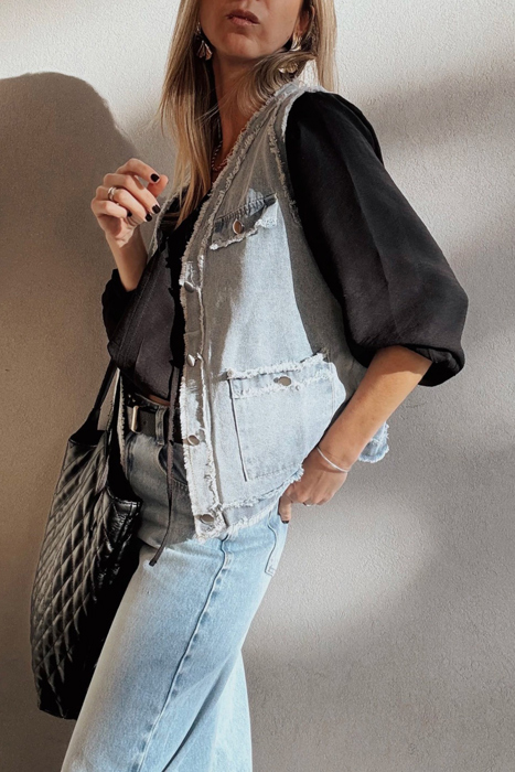 Love Kuza - Urban Edge Frayed Denim Vest