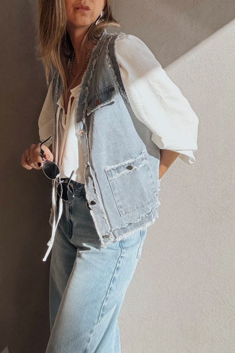 Love Kuza - Urban Edge Frayed Denim Vest