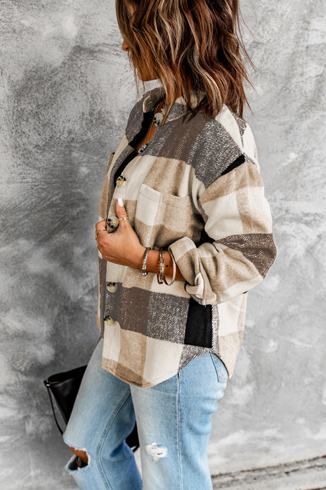 Love Kuza - Mocha Patchwork Shacket