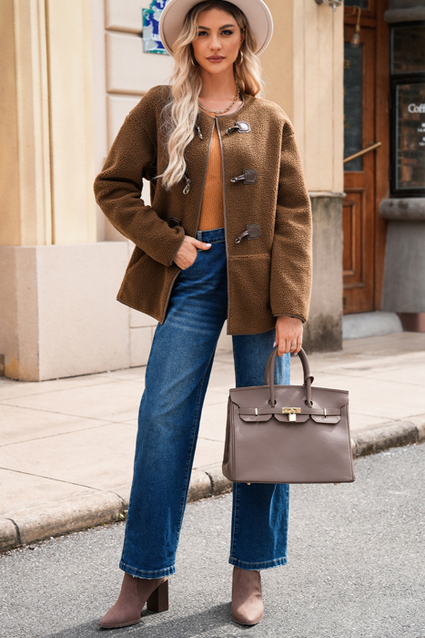 Love Kuza - Mocha Trail Toggle Fleece Jacket