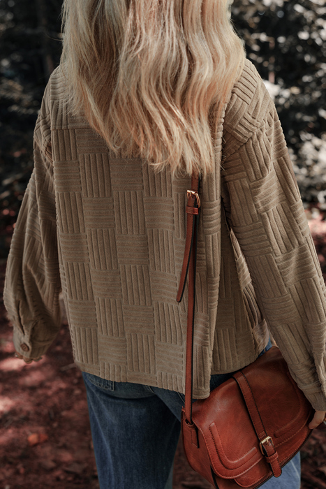 Love Kuza - Mocha Maze Textured Button Shacket