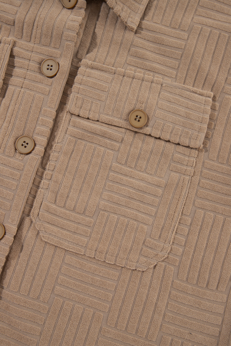 Love Kuza - Mocha Maze Textured Button Shacket