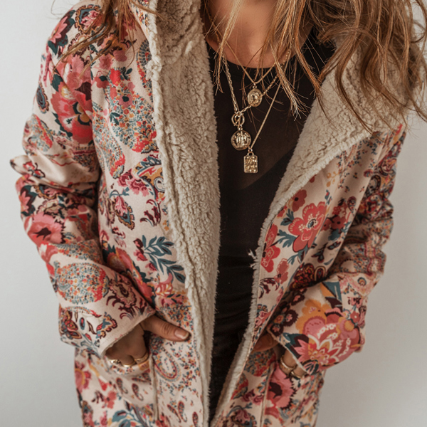 Love Kuza - Boho Bloom Sherpa Jacket | Jane.com