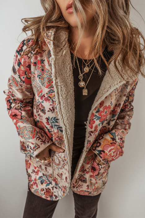 Love Kuza - Boho Bloom Sherpa Jacket
