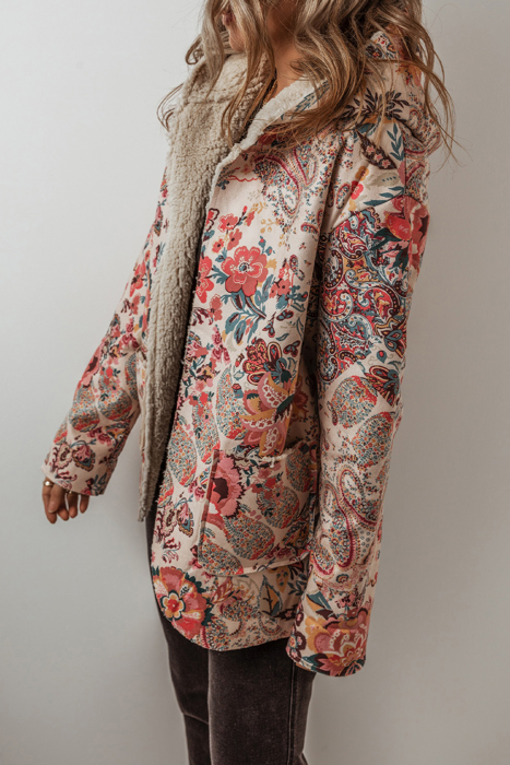 Love Kuza - Boho Bloom Sherpa Jacket