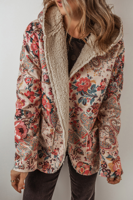 Love Kuza - Boho Bloom Sherpa Jacket