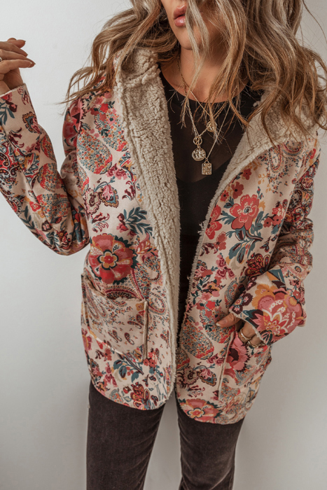 Love Kuza - Boho Bloom Sherpa Jacket