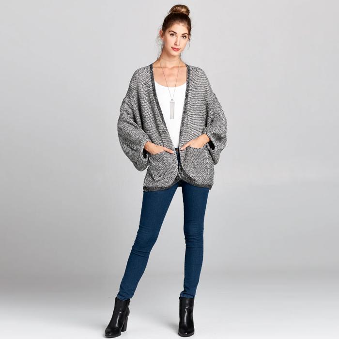 Love Kuza Waffle Knit Slouchy Cardigan