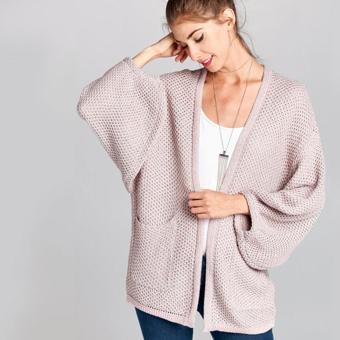 Love Kuza Waffle Knit Slouchy Cardigan