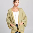 Mustard Small Love Kuza Waffle Knit Slouchy Cardigan