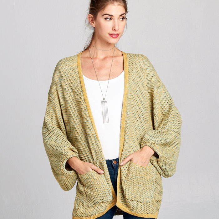 Love Kuza Waffle Knit Slouchy Cardigan