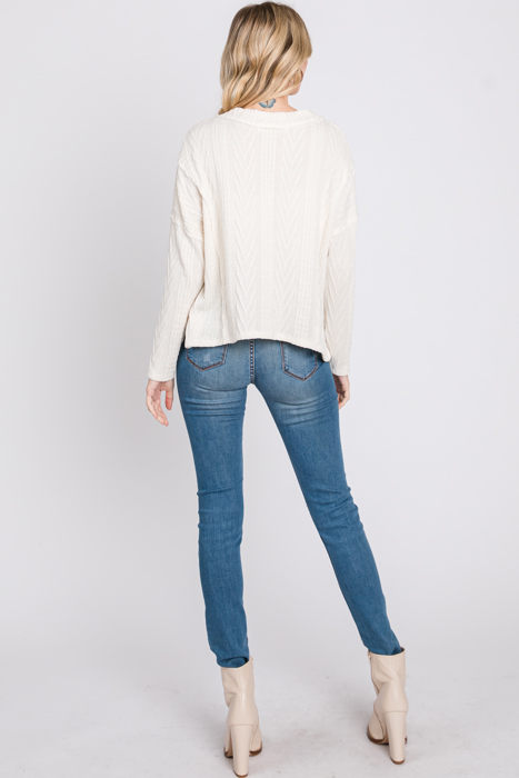 Love Kuza Belong - Snowfall Bliss Cable Knit Cardigan - Size Small