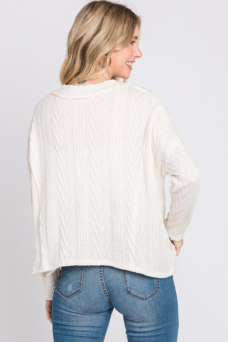 Love Kuza Belong - Snowfall Bliss Cable Knit Cardigan - Size Small