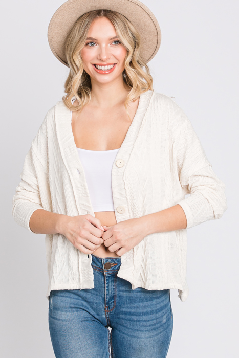 Love Kuza Belong - Snowfall Bliss Cable Knit Cardigan - Size Small
