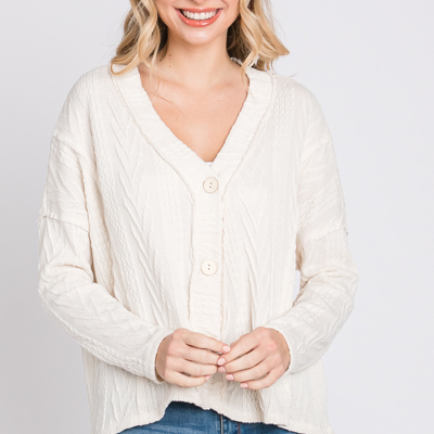 Love Kuza Belong - Snowfall Bliss Cable Knit Cardigan - Size Small