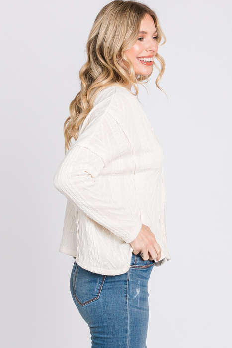 Love Kuza Belong - Snowfall Bliss Cable Knit Cardigan - Size Small
