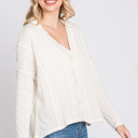  Love Kuza Belong - Snowfall Bliss Cable Knit Cardigan - Size Small