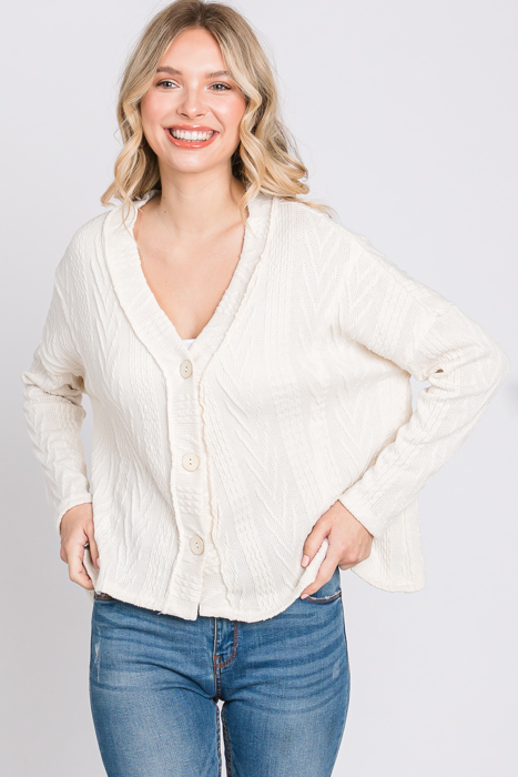 Love Kuza Belong - Snowfall Bliss Cable Knit Cardigan - Size Small