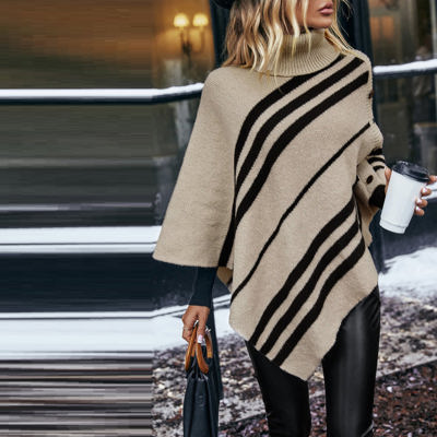 Love Kuza Asymmetrical Stripes Cozy Poncho