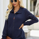 Navy Small Love Kuza Quilted Charm Light Zip-Up