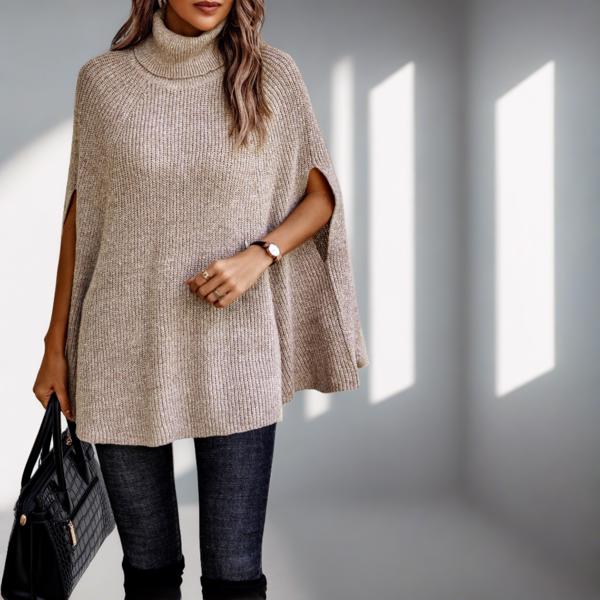 Love Kuza Turtle Neck Cozy Cape Poncho