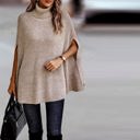 Beige Size 2 Love Kuza Turtle Neck Cozy Cape Poncho