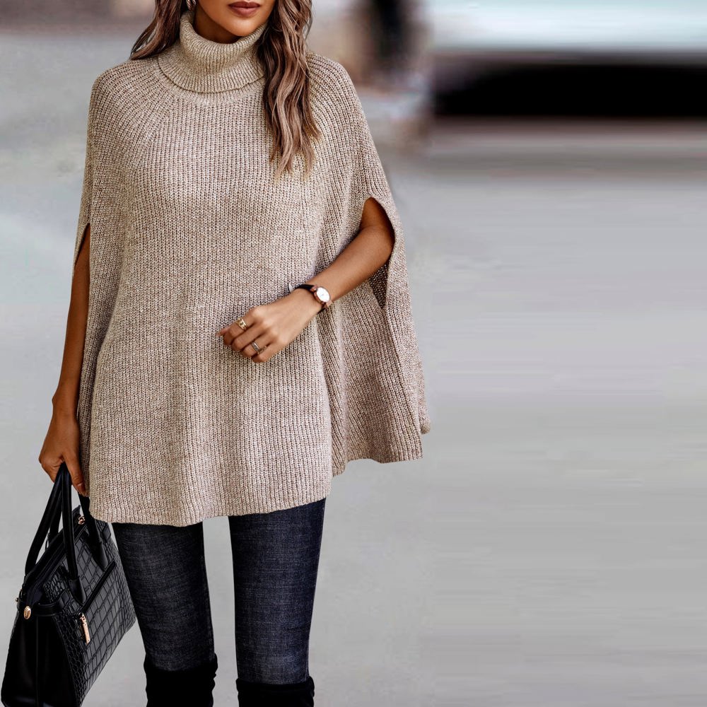 Love Kuza Turtle Neck Cozy Cape Poncho