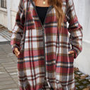 Red Small Love Kuza Plaid Hooded Comfort Shirt Jacket