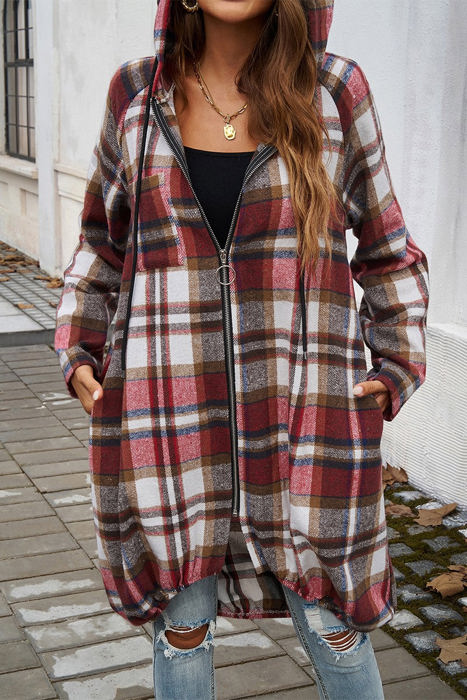 Love Kuza Plaid Hooded Comfort Shirt Jacket