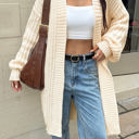 Beige Small Love Kuza Weekend Comfort Chunky Rib Cardigan