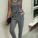 Grey Medium Love Kuza Stripe & Stroll Jumpsuit