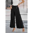 Black Large Love Kuza Buttoned Bliss Wide Leg Palazzos