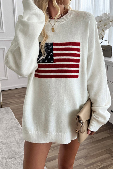 Love Kuza Patriotic Charm Long Sleeves Sweater