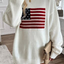 White Large Love Kuza Patriotic Charm Long Sleeves Sweater