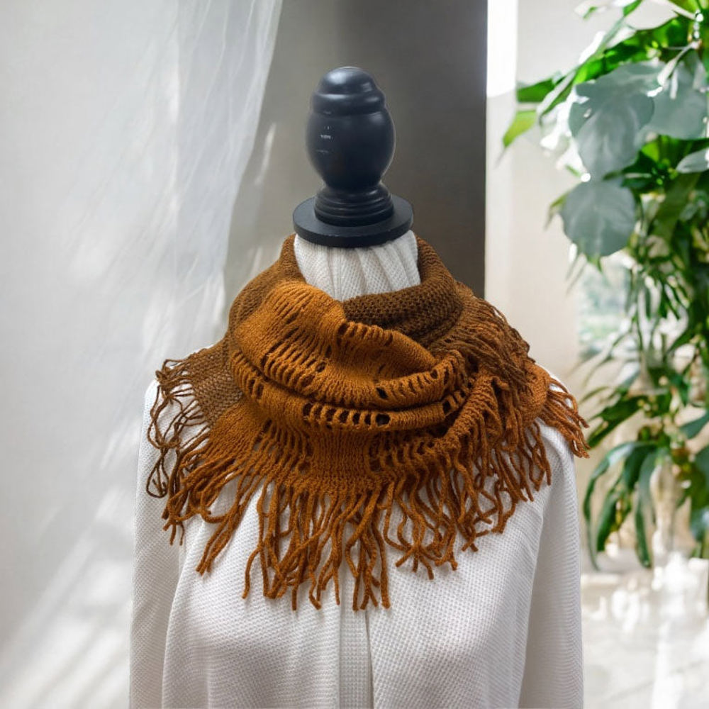 Love Kuza Camel Fringe Duo Infinity Scarf