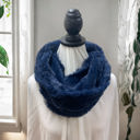  Love Kuza Navy Blue Plush Faux Fur Infinity Scarf