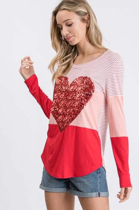SALE!  Last Piece - Size M - Love Kuza Heartbeam Colorblock Top