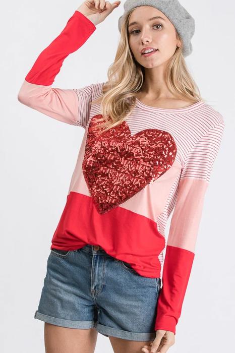 SALE!  Last Piece - Size M - Love Kuza Heartbeam Colorblock Top