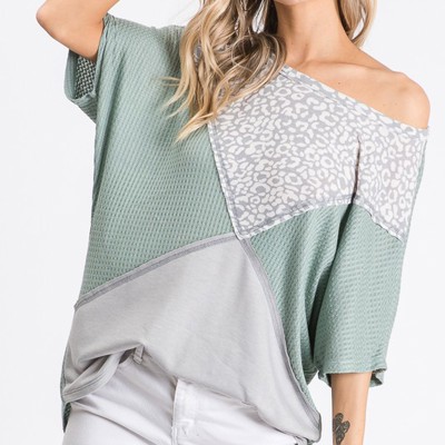 SALE!  Last Piece - Size L - The Crossed Leopard Blocks Tee