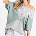 SALE!  Last Piece - Size L - The Crossed Leopard Blocks Tee