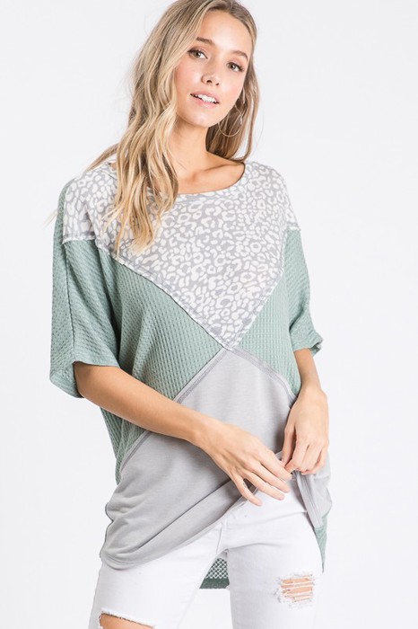 SALE!  Last Piece - Size L - The Crossed Leopard Blocks Tee